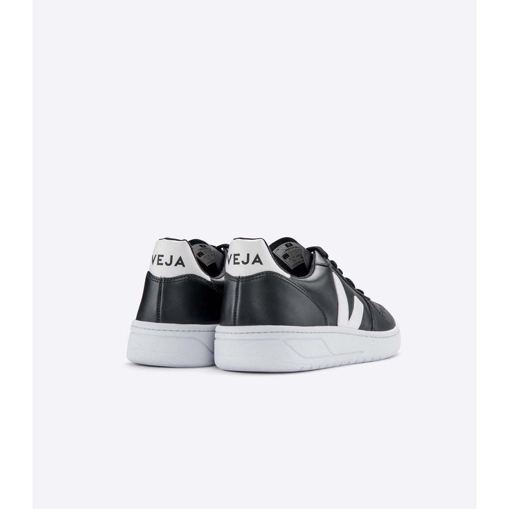 Veja V-10 LEATHER Tornacipő Női Black/White | HU 645KOR